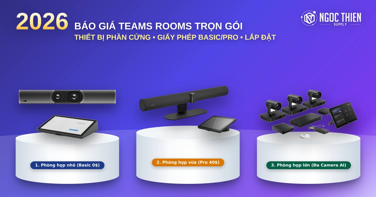 Báo giá Teams Rooms trọn gói 2026: thiết bị, giấy phép và lắp đặt
