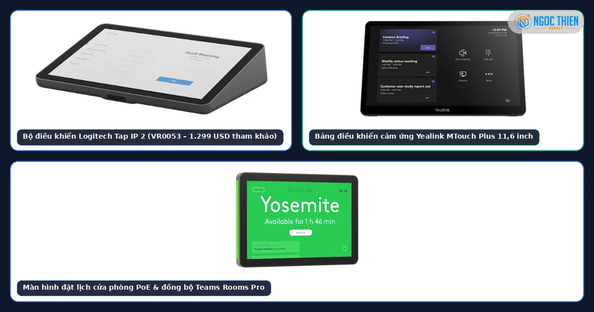 Bộ điều khiển cảm ứng PoE và giấy phép phần mềm trong báo giá Teams Rooms