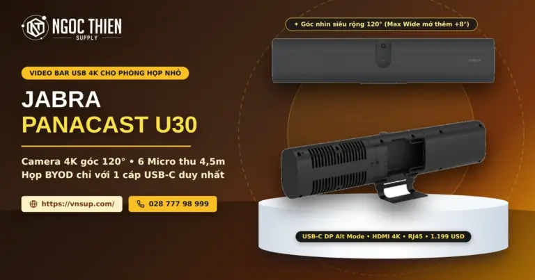 Camera hội nghị Jabra PanaCast U30: video bar USB 4K góc 120 độ