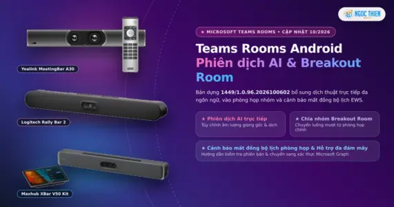 Cập nhật Teams Rooms Android tháng 10/2026: phiên dịch AI và Breakout Room