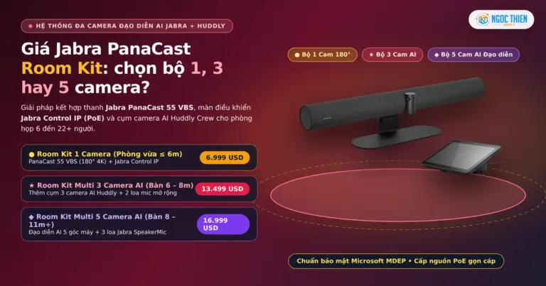 Giá Jabra PanaCast Room Kit: chọn bộ 1, 3 hay 5 camera AI cho phòng họp