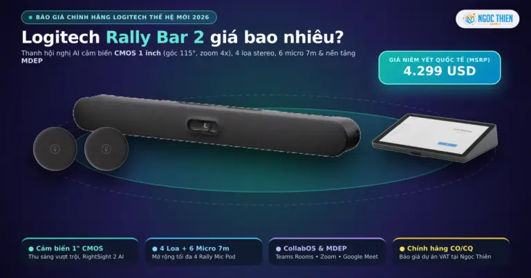 Giá Logitech Rally Bar 2 chính hãng cho phòng họp vừa và lớn