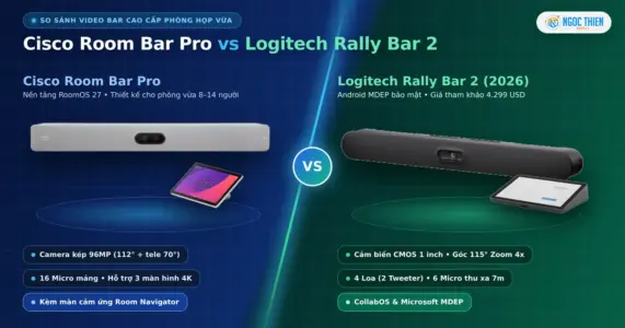 So sánh Cisco Room Bar Pro và Rally Bar 2 cho phòng họp vừa