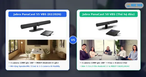 So sánh Jabra PanaCast 55 VBS và 50 VBS cho phòng họp vừa và lớn