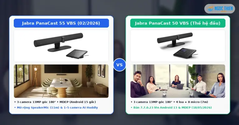 So sánh Jabra PanaCast 55 VBS và 50 VBS cho phòng họp vừa và lớn