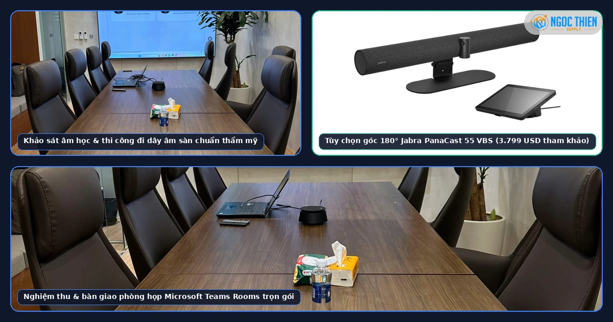 Khảo sát âm học và thi công lắp đặt phòng họp Microsoft Teams trong báo giá Teams Rooms